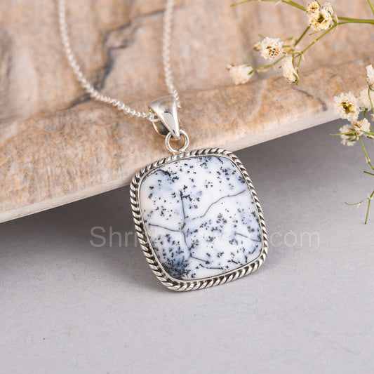 Dendrite Opal 925 Sterling Silver Pendant  - One of Kind Ring - Shrisha Jewels - SJPD-10018