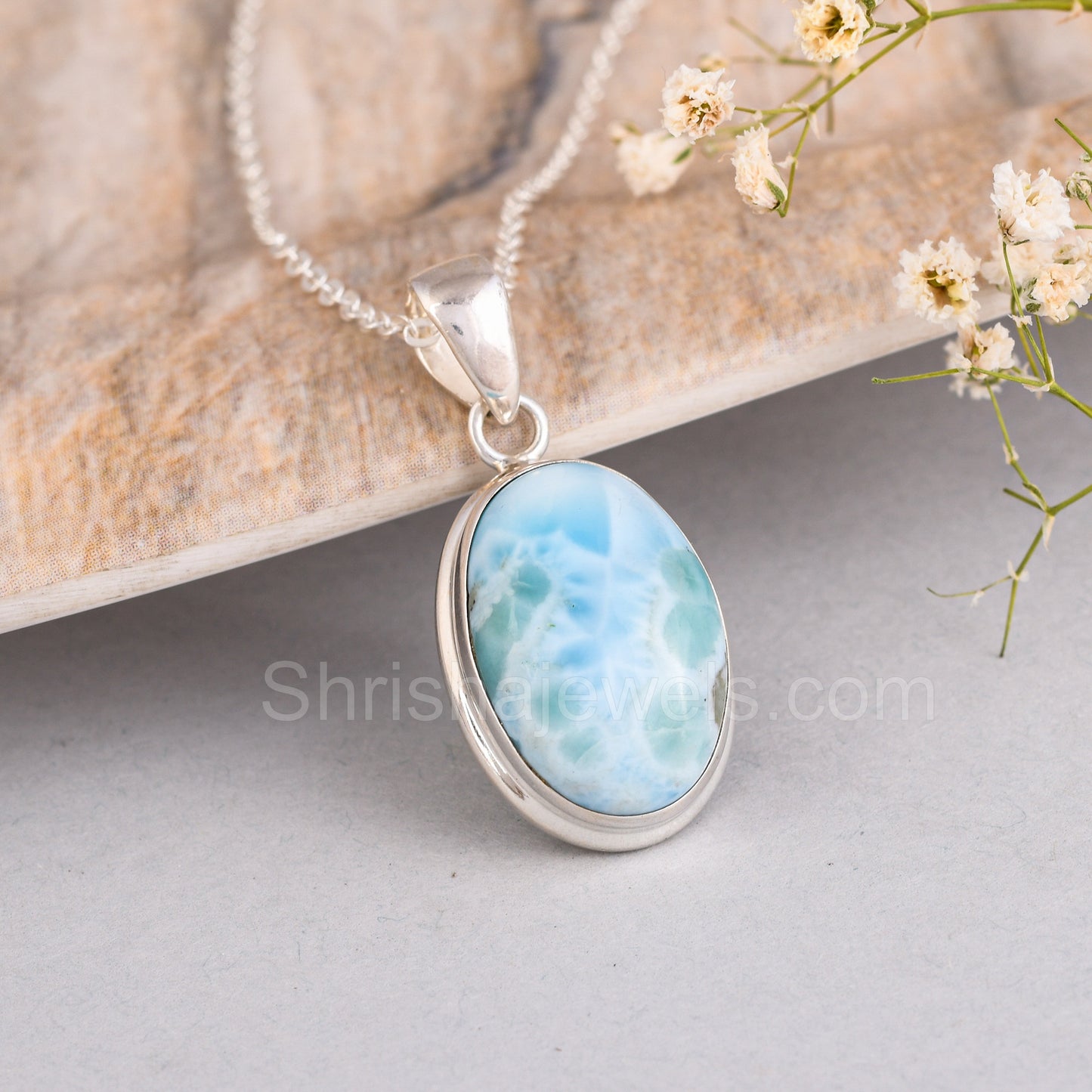 Larimar 925 Sterling Silver Pendant - Shrisha Jewels - SJPD-10041