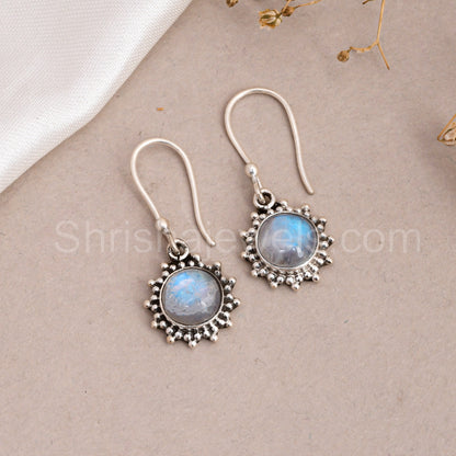 Rainbow Moonstone 925 Sterling Silver Earrings - Shrisha Jewels - SJER-10026