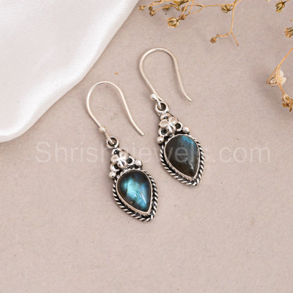 Labradorite 925 Sterling Silver Earrings - Shrisha Jewels - SJER-10024