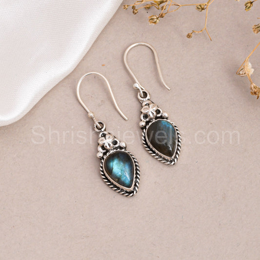 Labradorite 925 Sterling Silver Earrings - Shrisha Jewels - SJER-10024