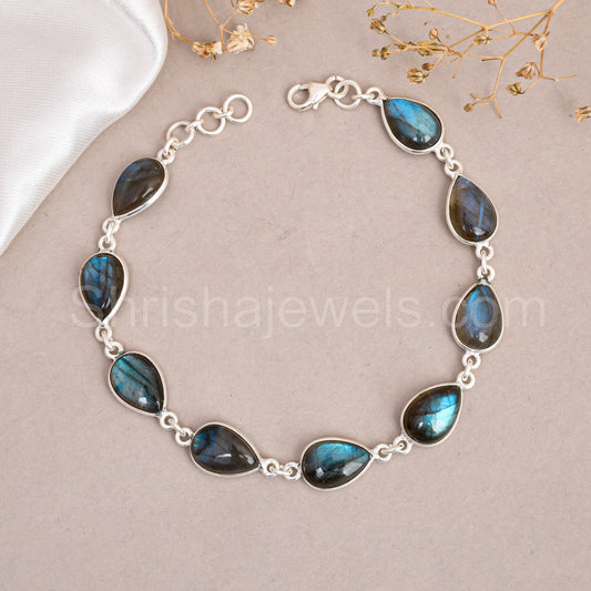 Labradorite 925 Sterling Silver Bracelet - Shrisha Jewels - SJBR-10053