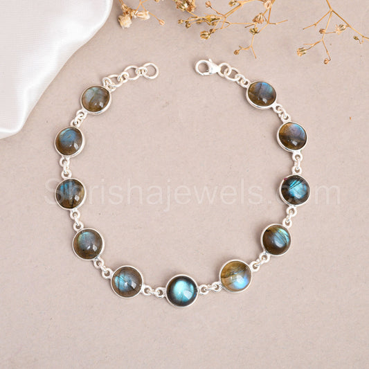 Labradorite 925 Sterling Silver Bracelet - Shrisha Jewels - SJBR-10051