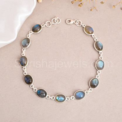 Labradorite 925 Sterling Silver Bracelet - Shrisha Jewels - SJBR-10052