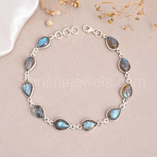 Labradorite 925 Sterling Silver Bracelet - Shrisha Jewels - SJBR-10071