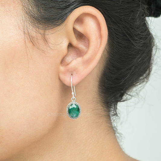 Dyed Emerald 925 Sterling Silver Earrings - Shrisha Jewels - SJER-10043