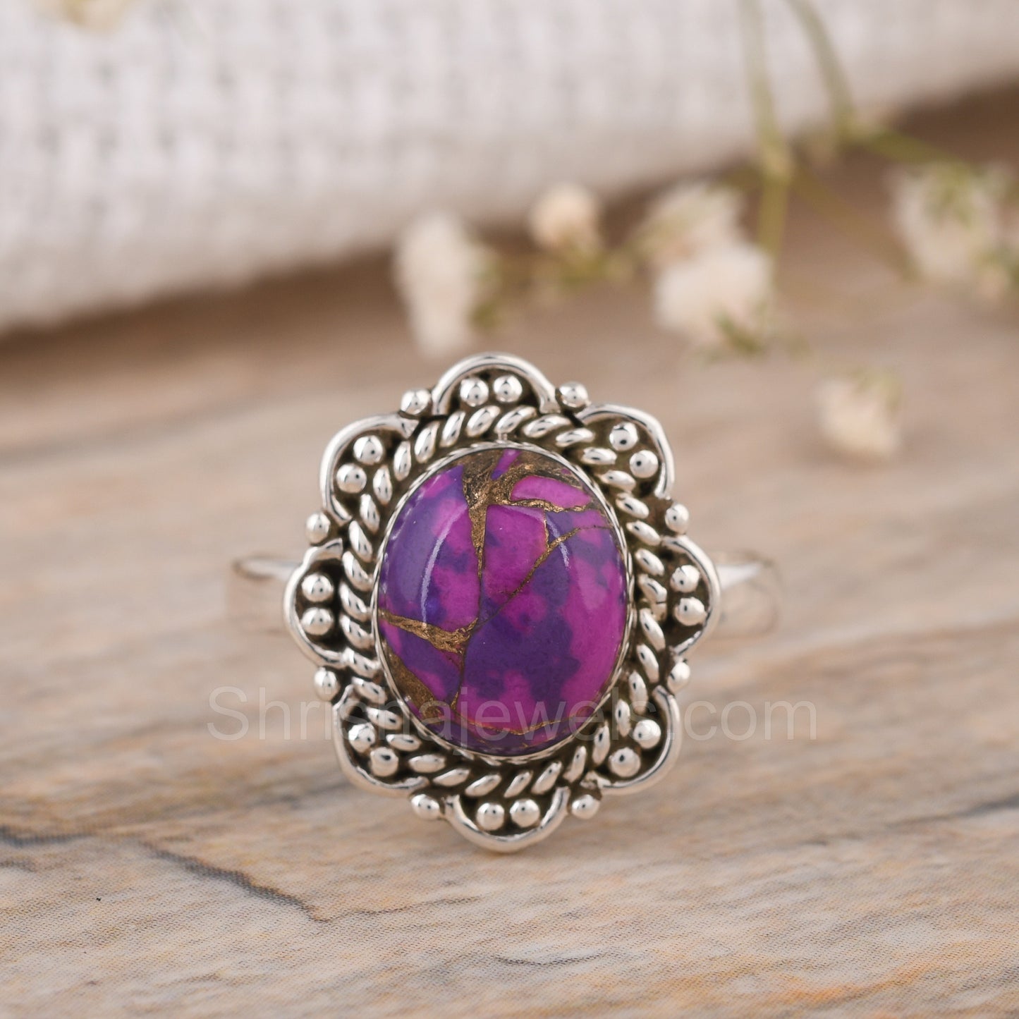 Dyed Ruby Oval Shape 925 Silver Ring - Shrisha Jewels - SJRG-10046