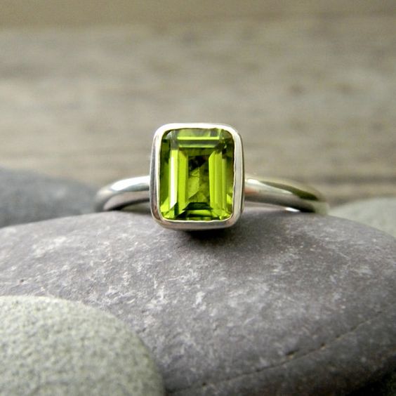 Peridot 925 Silver Baguette Cut Ring - Shrisha Jewels - SJRG-10084