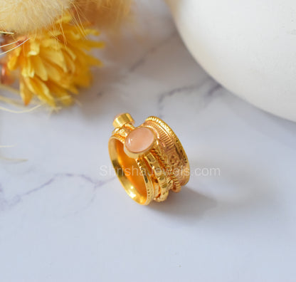 Gold Fidget Ring/ Anxiety Ring/ Rose Quartz Ring For Women