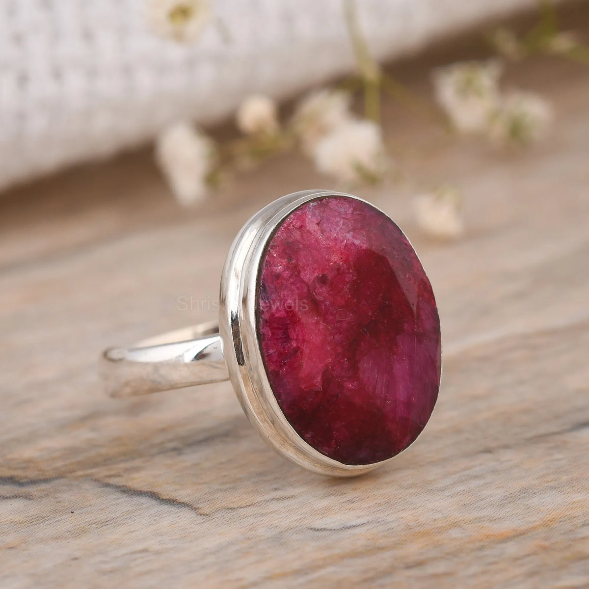 Emerald Oval Shape 925 Silver Handmade Statement Ring – May Birthstone Jewelry