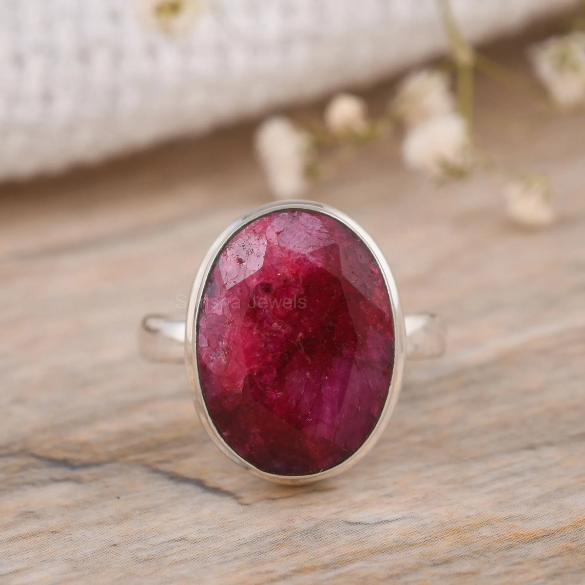 Emerald Oval Shape 925 Silver Handmade Statement Ring – May Birthstone Jewelry