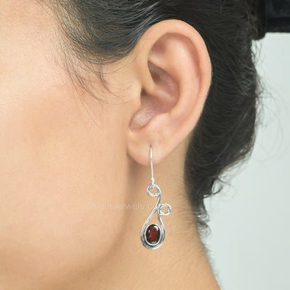 Garnet 925 Sterling Silver Earrings - Shrisha Jewels - SJER-10017