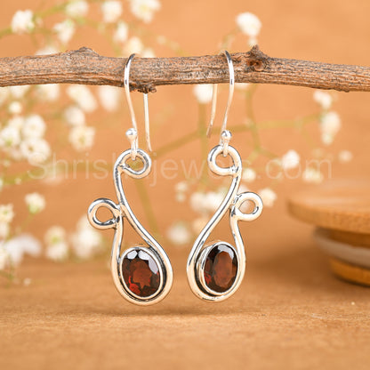 Garnet 925 Sterling Silver Earrings - Shrisha Jewels - SJER-10017