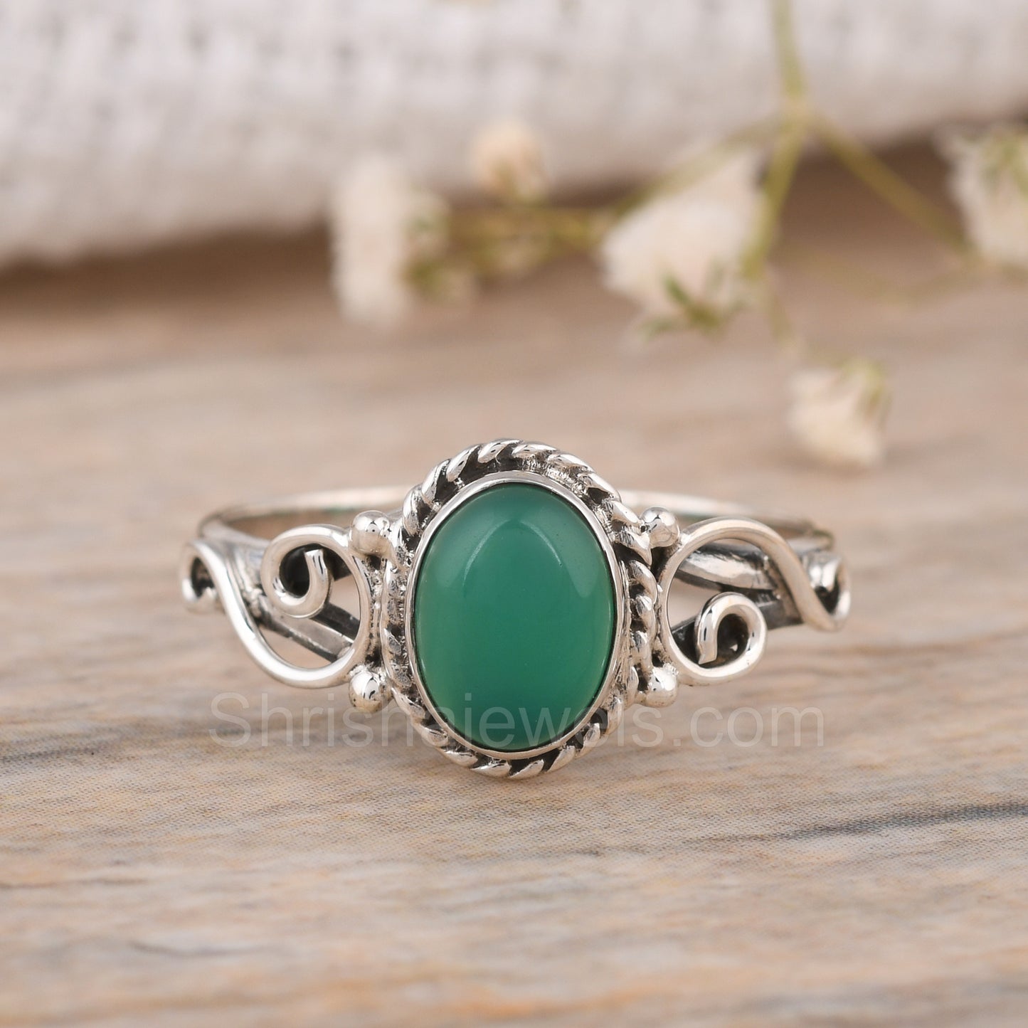 Green Onyx 925 Sterling Silver Ring - Shrisha Jewels - SJRG-10013