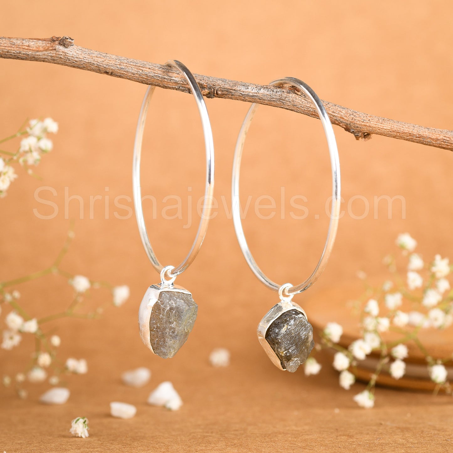 Labradorite Rough 925 Sterling Silver Earrings - Shrisha Jewels - SJER-10055