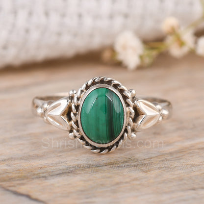 Malachite 925 Silver Charms Ring - Shrisha Jewels - SJRG-10064