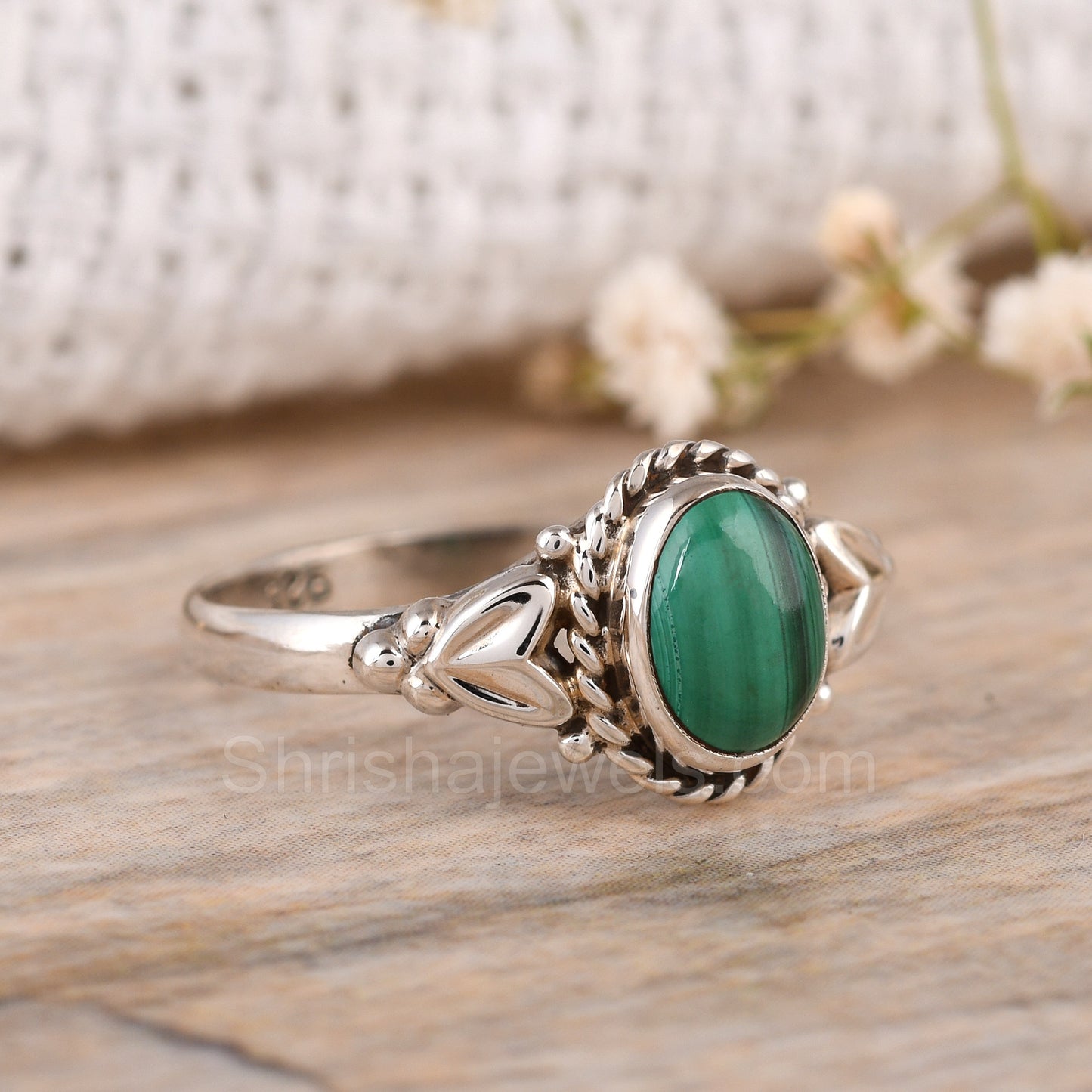 Malachite 925 Silver Charms Ring - Shrisha Jewels - SJRG-10064