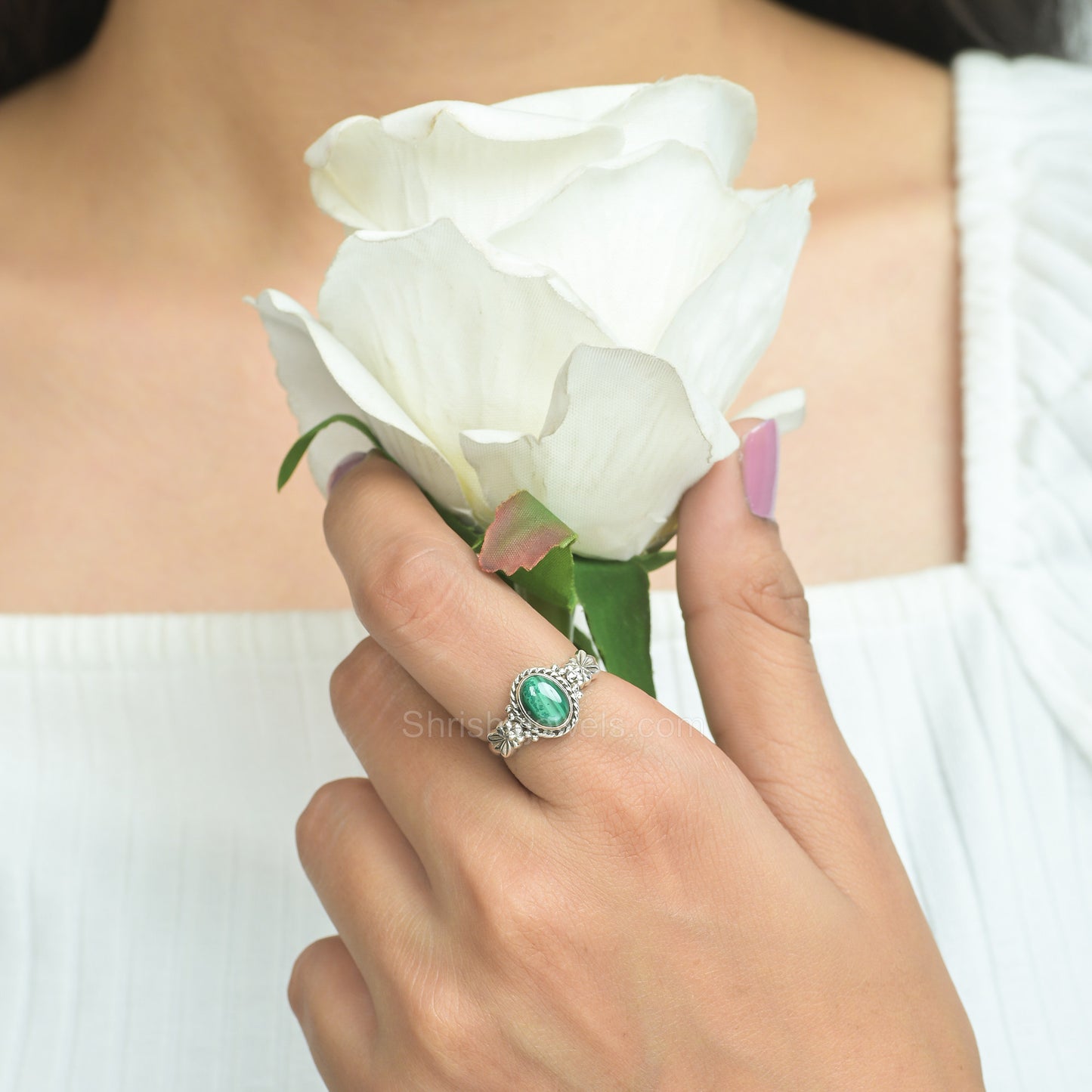 Malachite 925 Silver Charms Ring - Shrisha Jewels - SJRG-10065