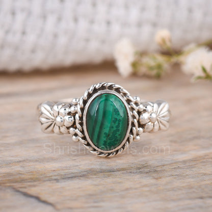 Malachite 925 Silver Charms Ring - Shrisha Jewels - SJRG-10065