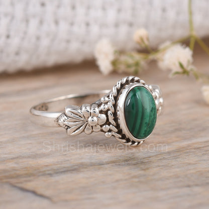 Malachite 925 Silver Charms Ring - Shrisha Jewels - SJRG-10065