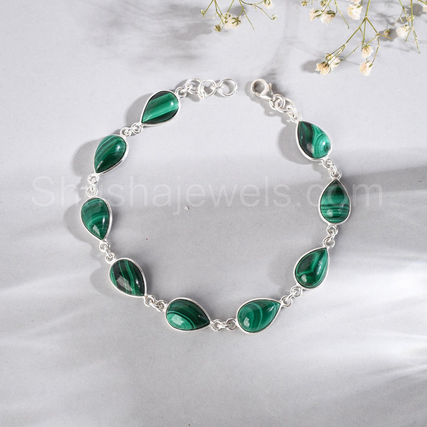 Malachite 925 Sterling Silver Bracelet - Shrisha Jewels - SJBR-10060