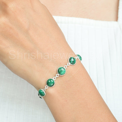 Malachite 925 Sterling Silver Bracelet - Shrisha Jewels - SJBR-10062