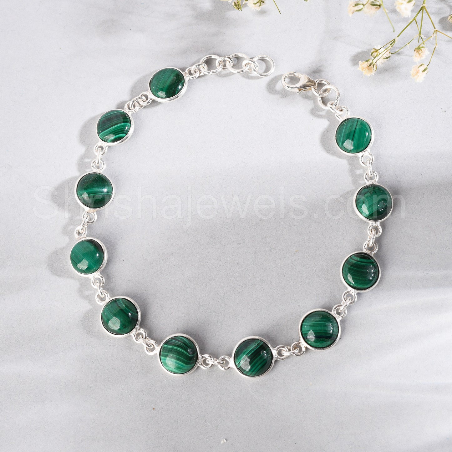 Malachite 925 Sterling Silver Bracelet - Shrisha Jewels - SJBR-10062