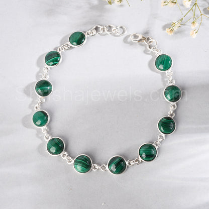 Malachite 925 Sterling Silver Bracelet - Shrisha Jewels - SJBR-10062