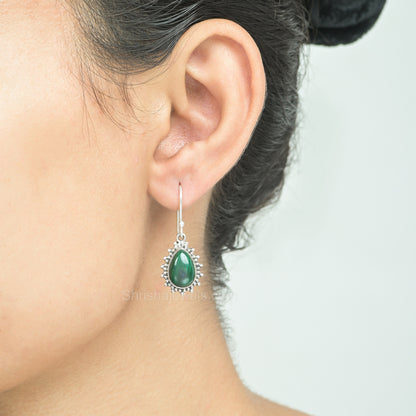 Malachite 925 Sterling Silver Earrings - Shrisha Jewels - SJER-10041