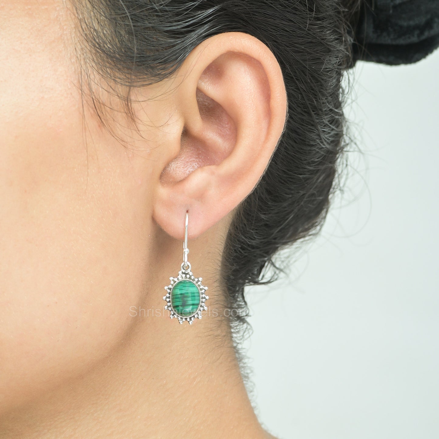 Malachite 925 Sterling Silver Earrings - Shrisha Jewels - SJER-10042