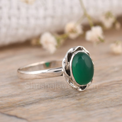 Green Onyx 925 Sterling Silver Ring - Shrisha Jewels - SJRG-10058