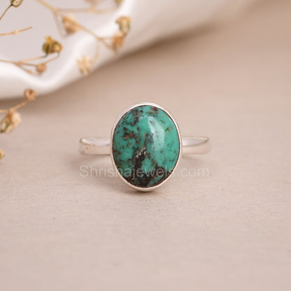 Natural Tibetan Turquoise 925 Sterling Silver Ring SIZE - 8 US - One of Kind Ring - Shrisha Jewels - SJOFK- 10016