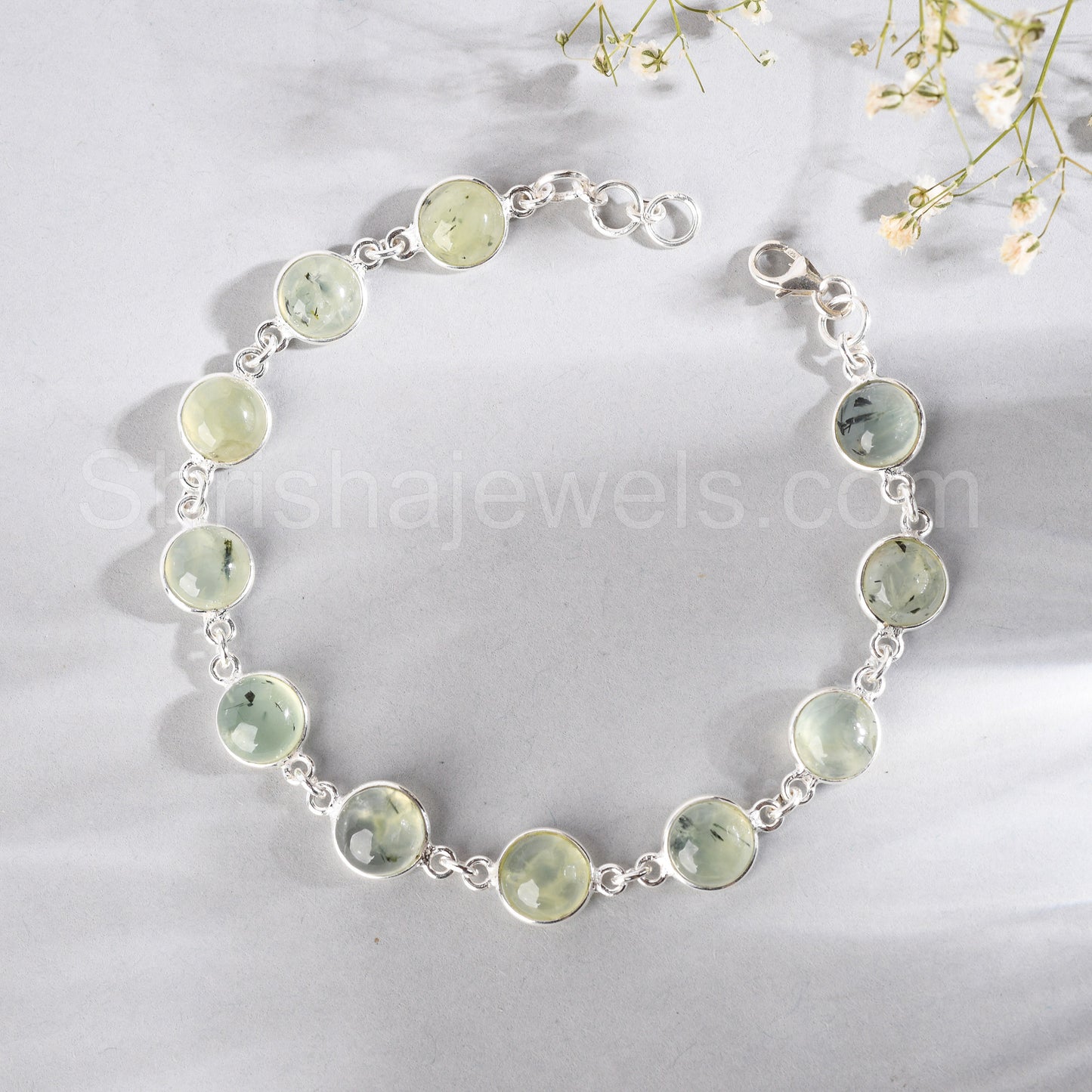 Prehnite 925 Sterling Silver Bracelet - Shrisha Jewels - SJBR-10068