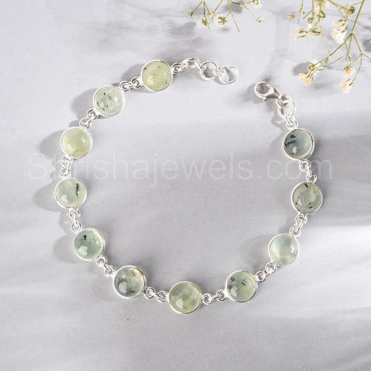 Prehnite 925 Sterling Silver Bracelet - Shrisha Jewels - SJBR-10068