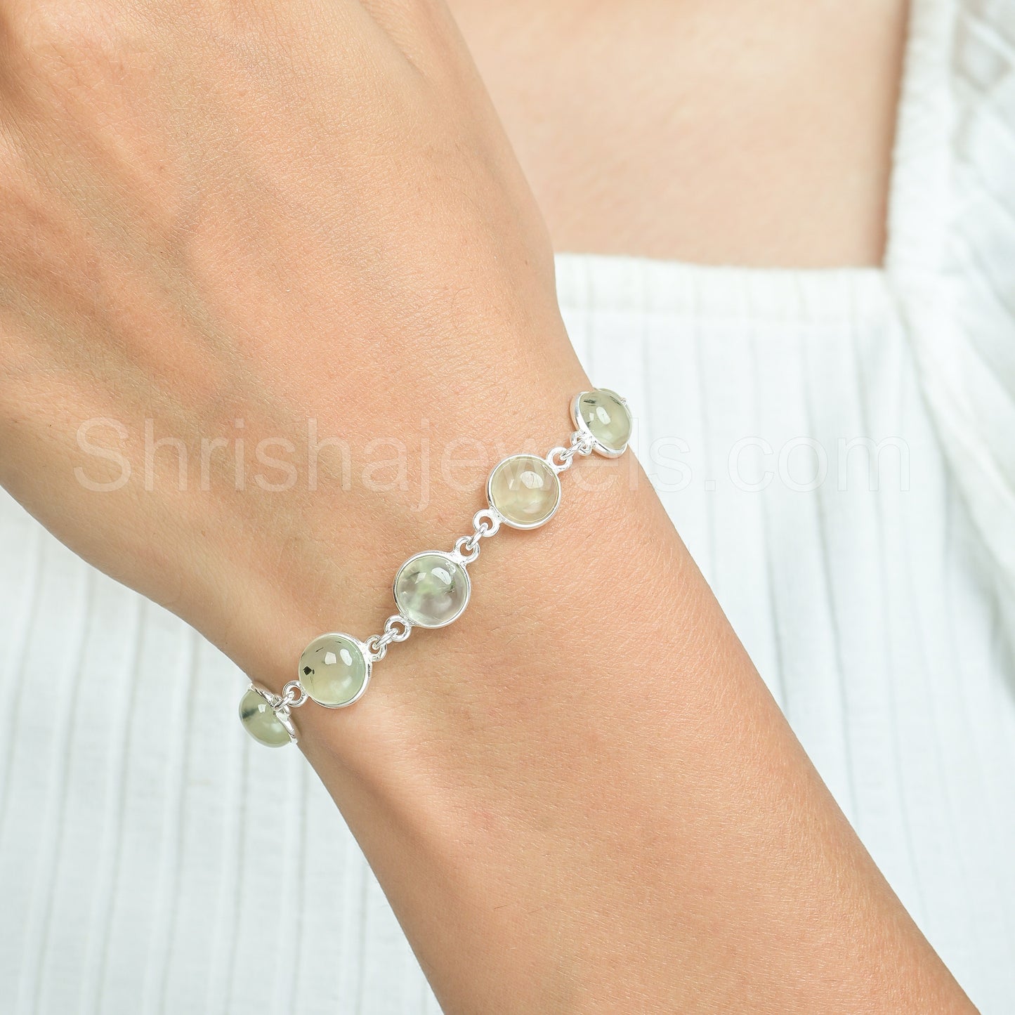 Prehnite 925 Sterling Silver Bracelet - Shrisha Jewels - SJBR-10068