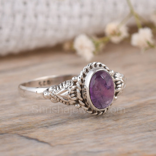 Purple Amethyst 925 Silver Charms Ring - Shrisha Jewels - SJRG-10061