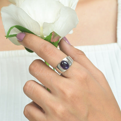 Purple Amethyst 925 Silver Ring - Shrisha Jewels - SJRG-10055