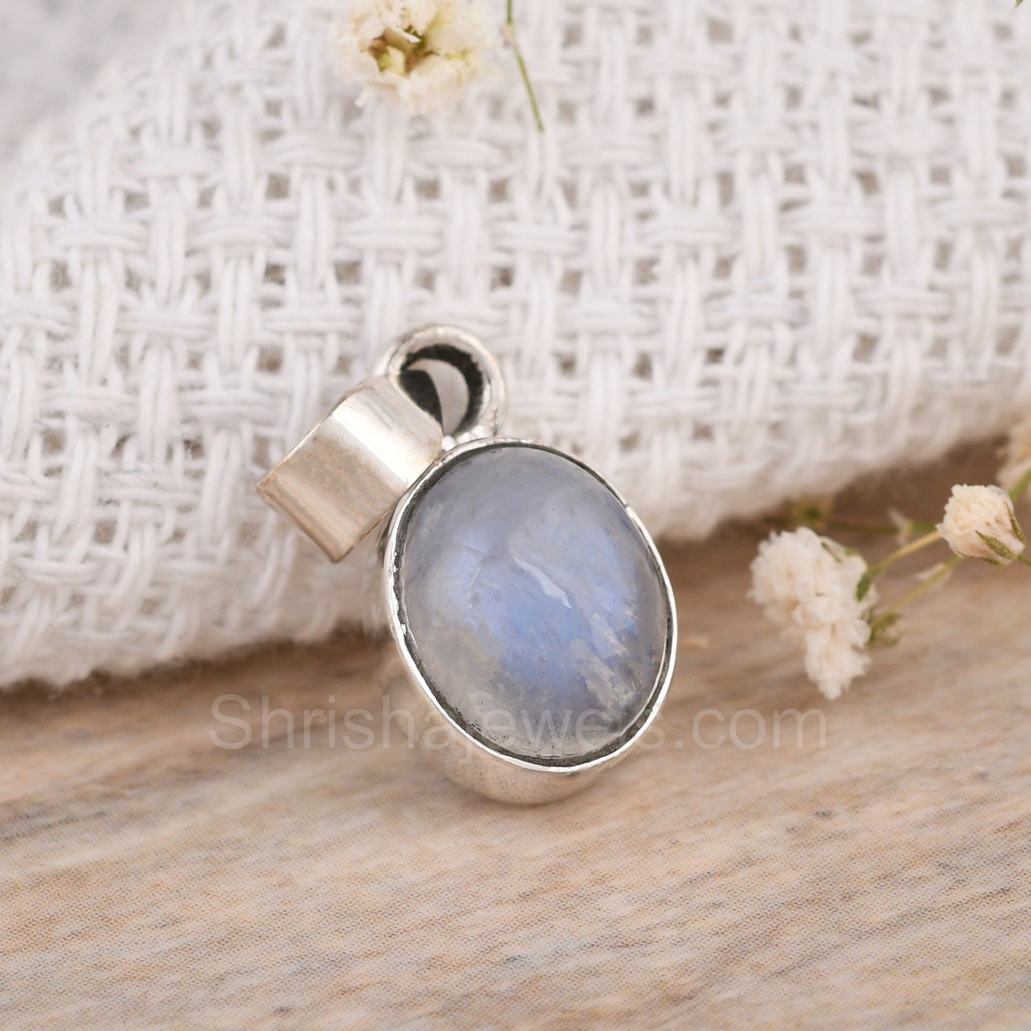 Rainbow Moonstone 925 Sterling Silver Pendant  - One of Kind Ring - Shrisha Jewels - SJPD-10030