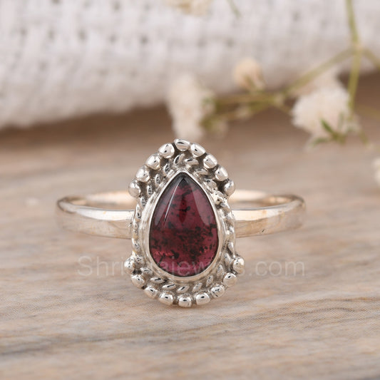 Garnet 925 Sterling Silver Ring - Shrisha Jewels - SJRG-10015