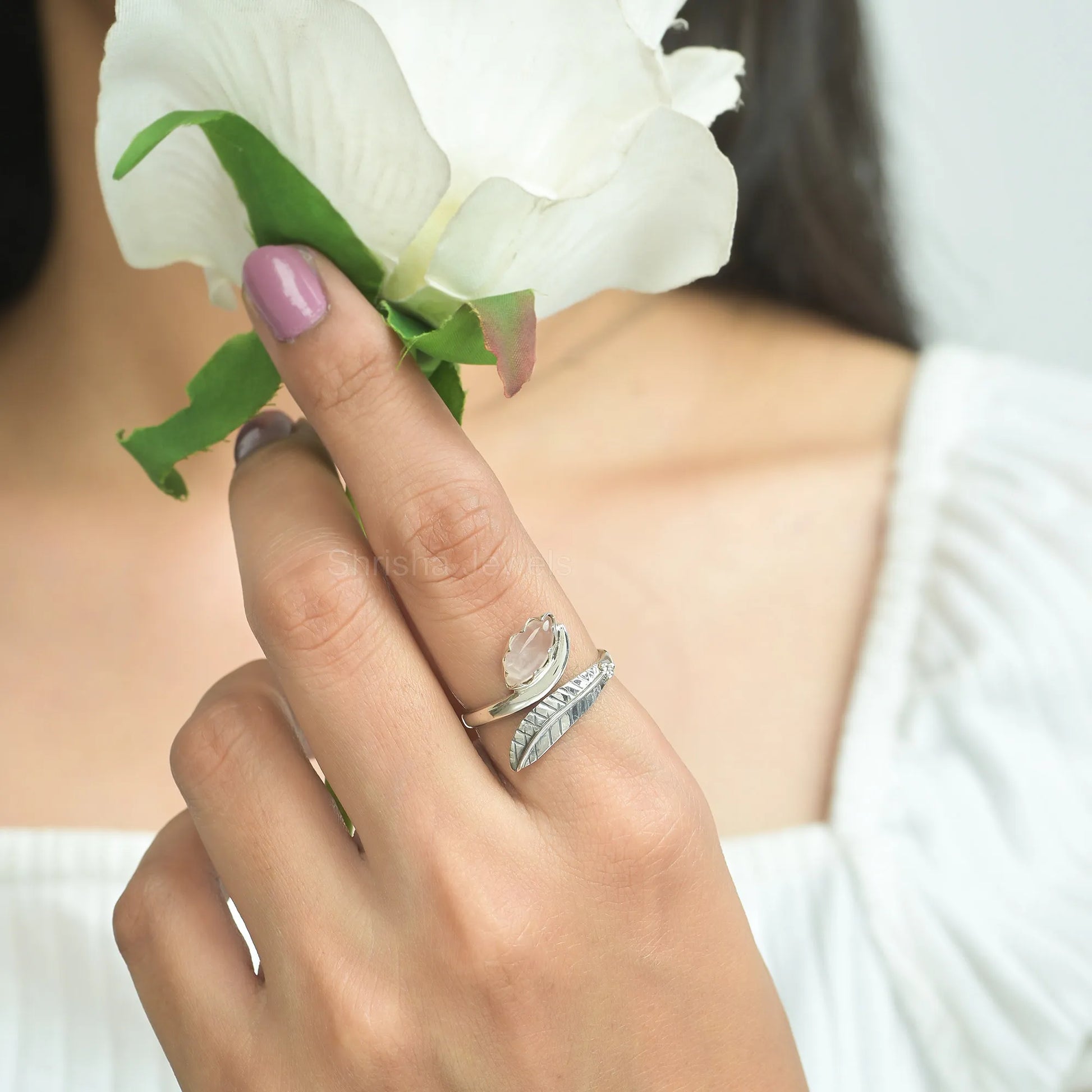 ROSE QUARTZ MARQUISE SHAPE RING USA