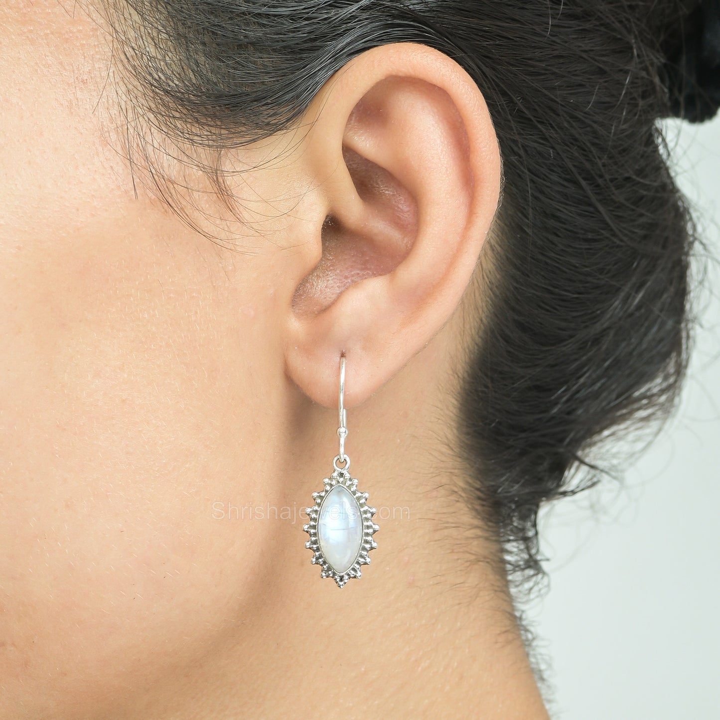 Rainbow Moonstone 925 Sterling Silver Earrings - Shrisha Jewels - SJER-10027