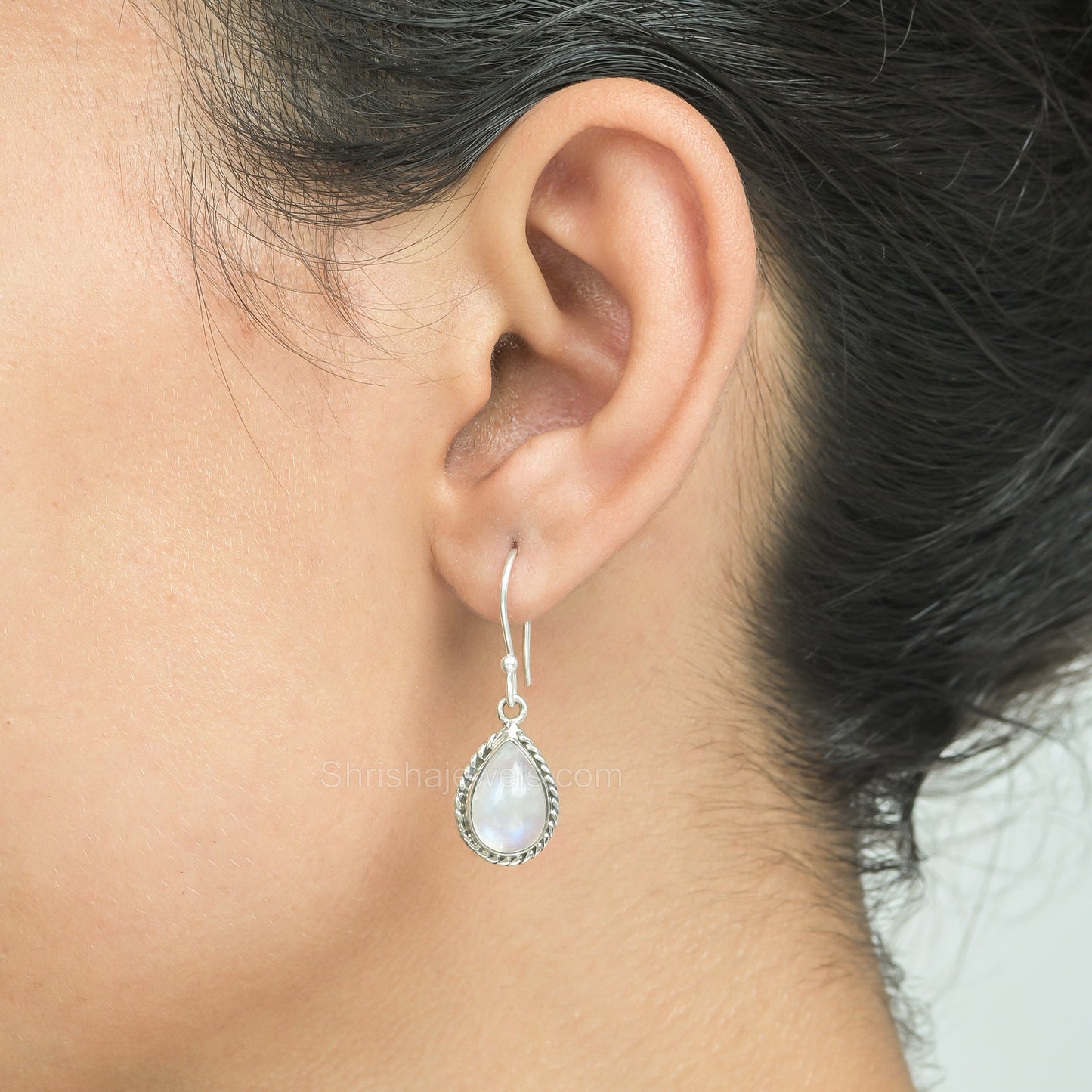 Rainbow Moonstone 925 Sterling Silver Earrings - Shrisha Jewels - SJER-10028