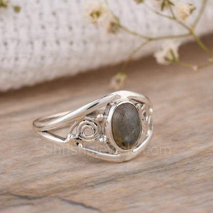 Rainbow Moonstone 925 Sterling Silver Ring - Shrisha Jewels - SJRG-10011