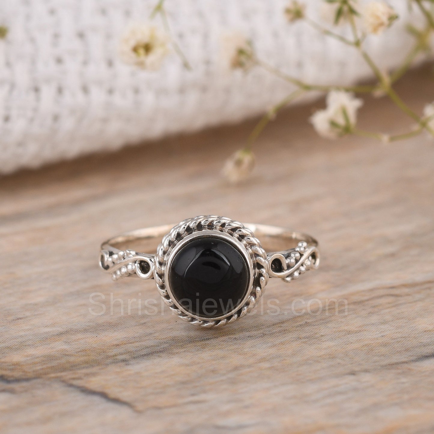 Black Onyx 925 Sterling Silver Ring - Shrisha Jewels - SJRG-10012