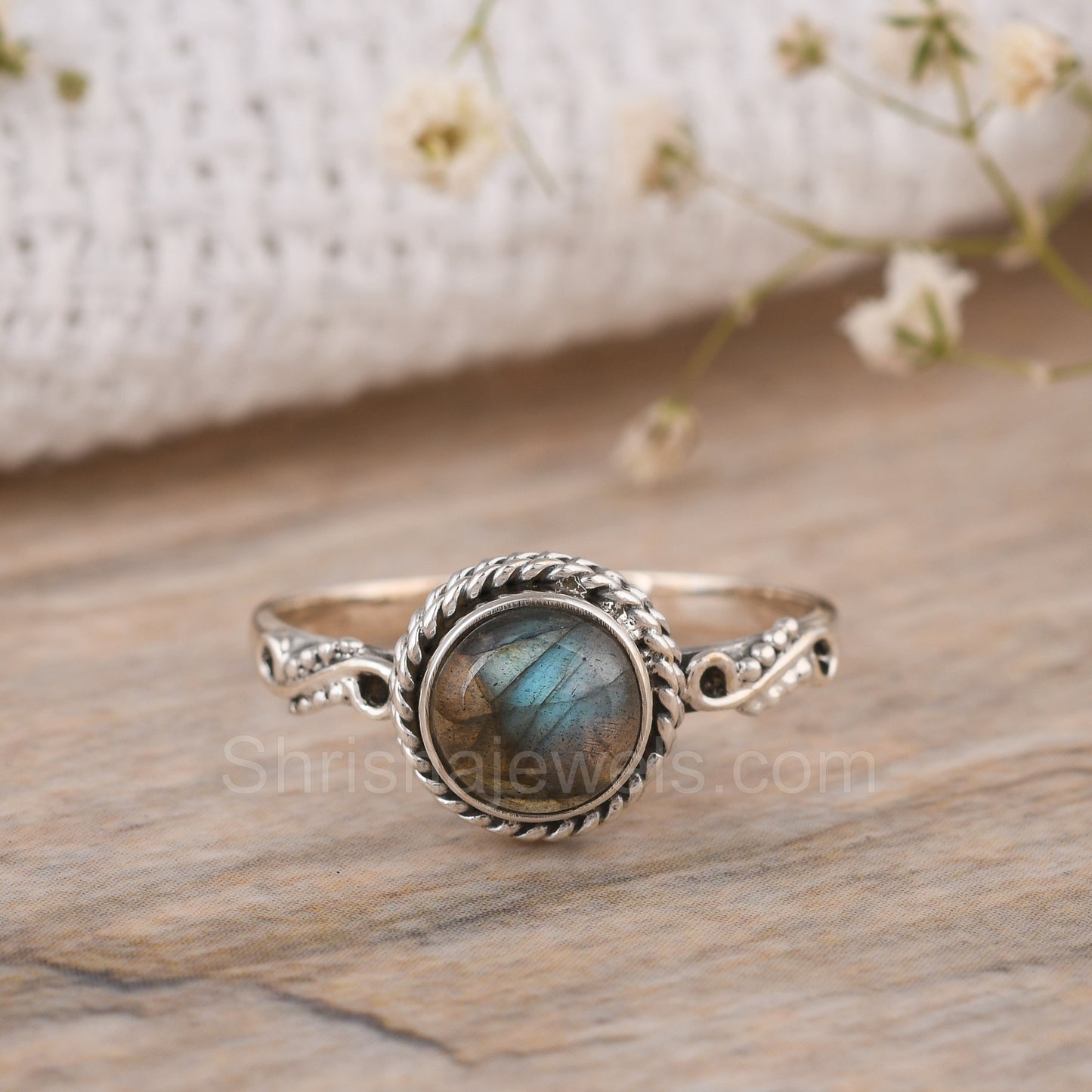 Rainbow Moonstone 925 Sterling Silver Ring - Shrisha Jewels - SJRG-10012