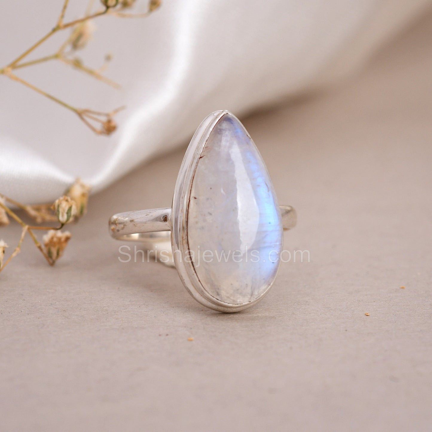 Rainbow Moonstone 925 Sterling Silver Ring SIZE - 9 US - One of Kind Ring - Shrisha Jewels - SJOFK- 10012