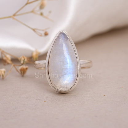 Rainbow Moonstone 925 Sterling Silver Ring SIZE - 9 US - One of Kind Ring - Shrisha Jewels - SJOFK- 10012