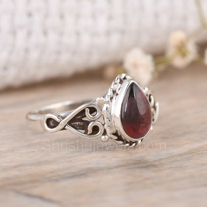 Red Carnelian 925 Sterling Silver Ring - Shrisha Jewels - SJRG-10056