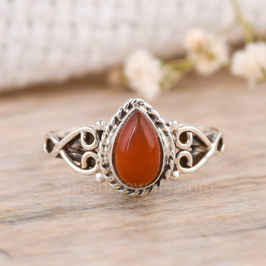 Red Carnelian 925 Sterling Silver Ring - Shrisha Jewels - SJRG-10056