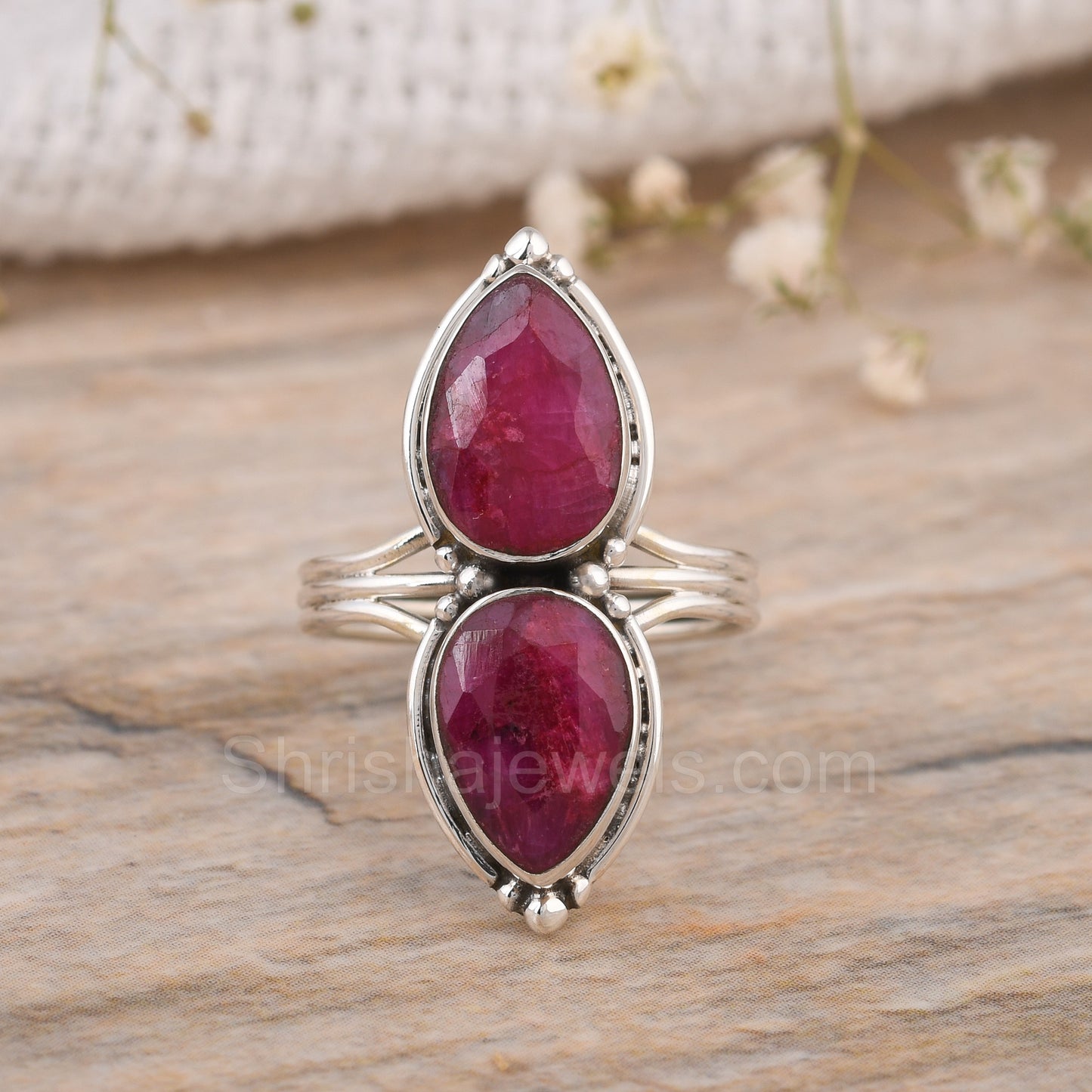 Dyed Ruby Oval Shape 925 Silver Ring - Shrisha Jewels - SJRG-10048